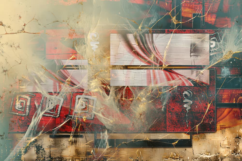 Dynamic Red Gold Abstract by Rafal Kulik — canvas wall art
