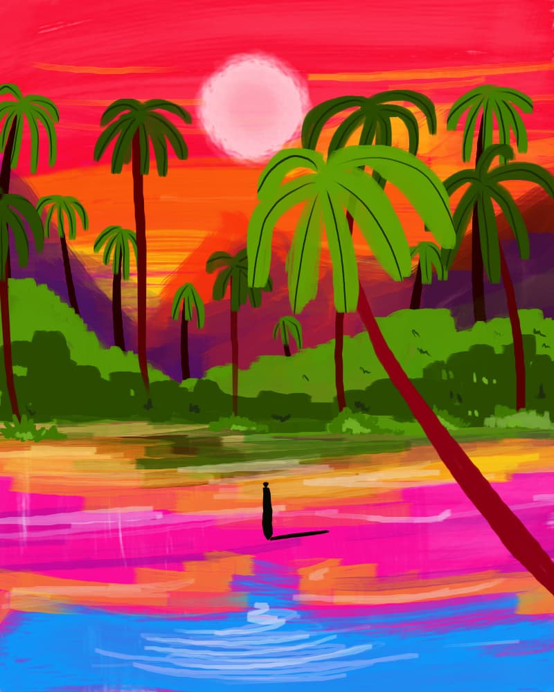 Vibrant Tropical Sunset by Uma Gokhale — canvas wall art