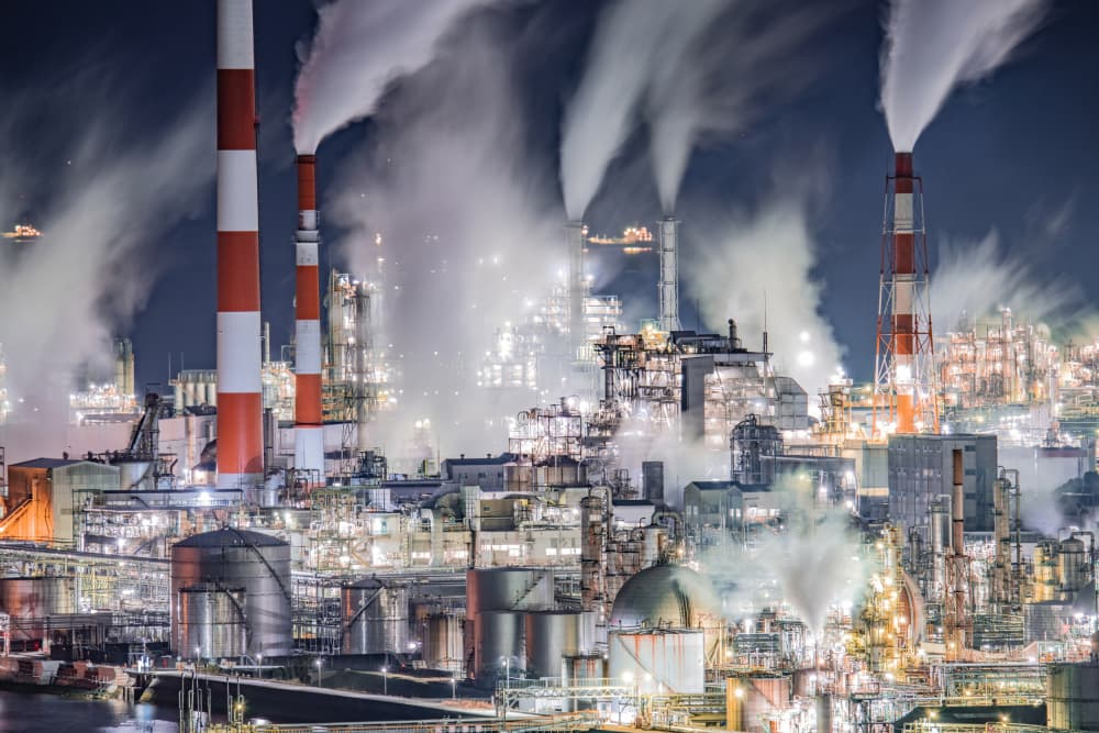 Nighttime Industrial Glow by Kobayashi Tetsurou — canvas wall art