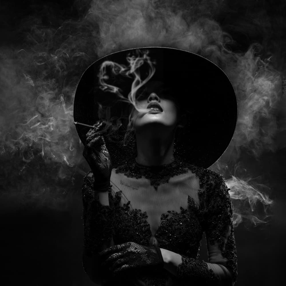 Mysterious Smoking Woman by Lisdiyanto Suhardjo — canvas wall art