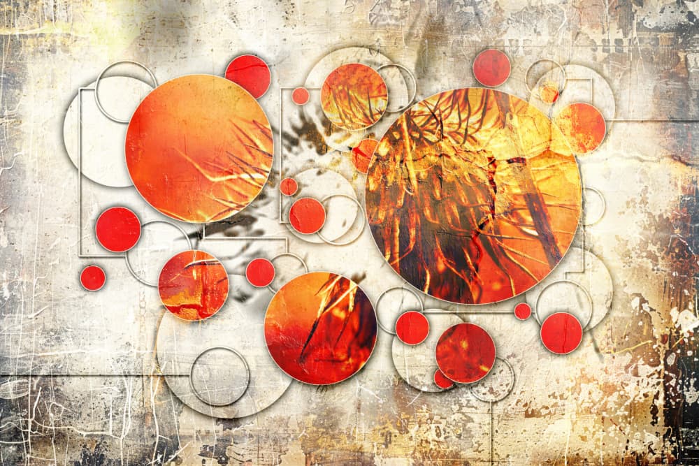 Abstract Orange Circles by Rafal Kulik — canvas wall art