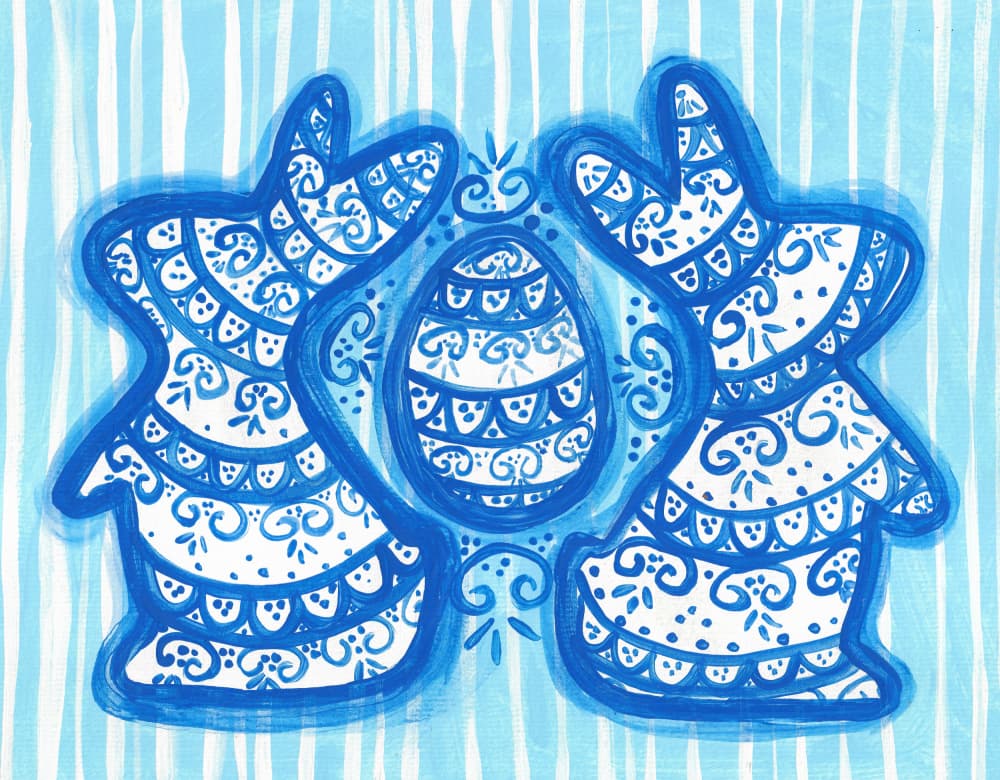 Patterned Easter Bunnies by Lerin Freyou — canvas wall art