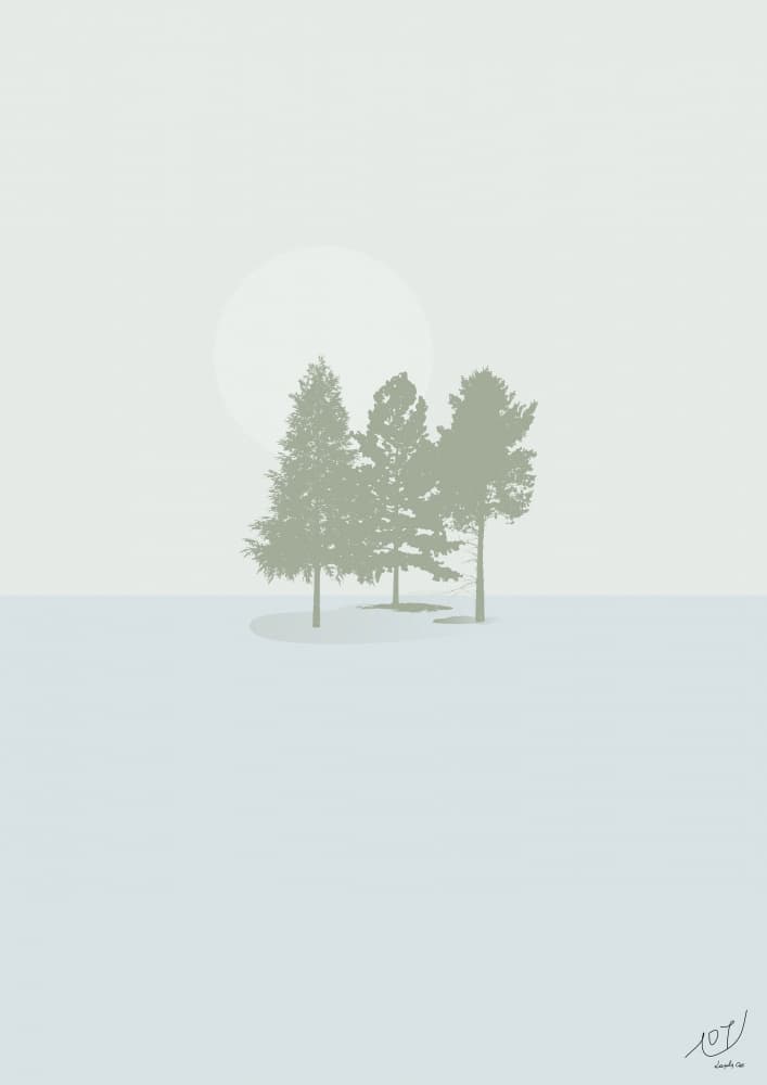 Three Trees Pale Sun by Layla Oz — canvas wall art
