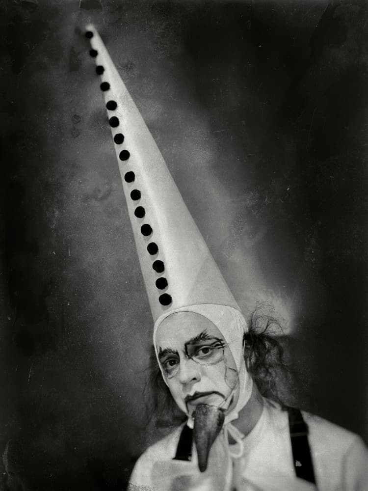 Eerie Pierrot Portrait by Oles Paritskiy — canvas wall art
