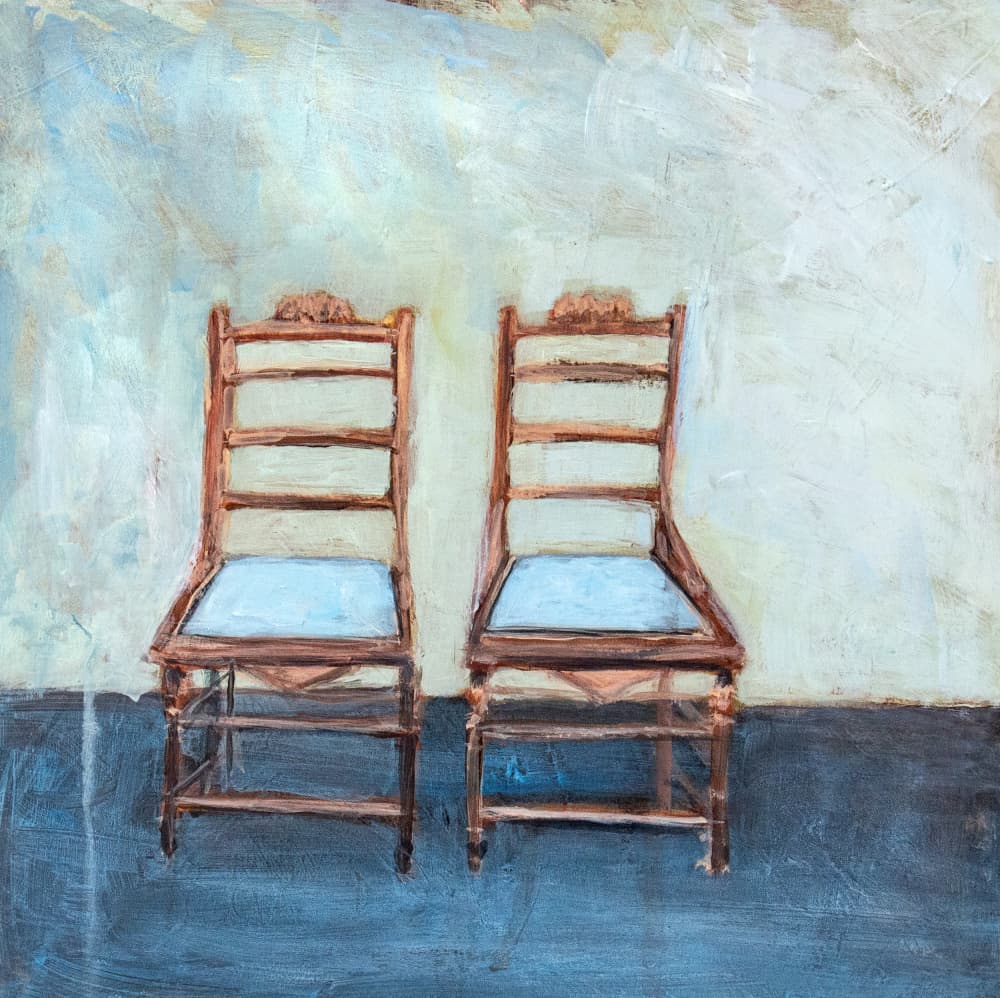 Two Blue Chairs by Claire Lerner — canvas wall art