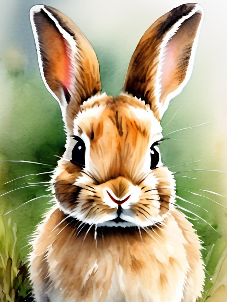 Cute Watercolor Bunny by Ohkimiko — canvas wall art