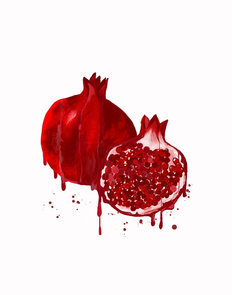 Dripping Ruby Pomegranates by Josie George — canvas wall art