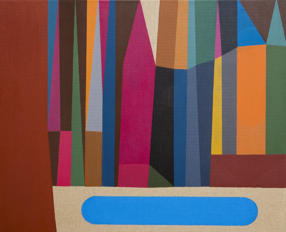 Colorful Geometric City by Ildefonso Martín — canvas wall art