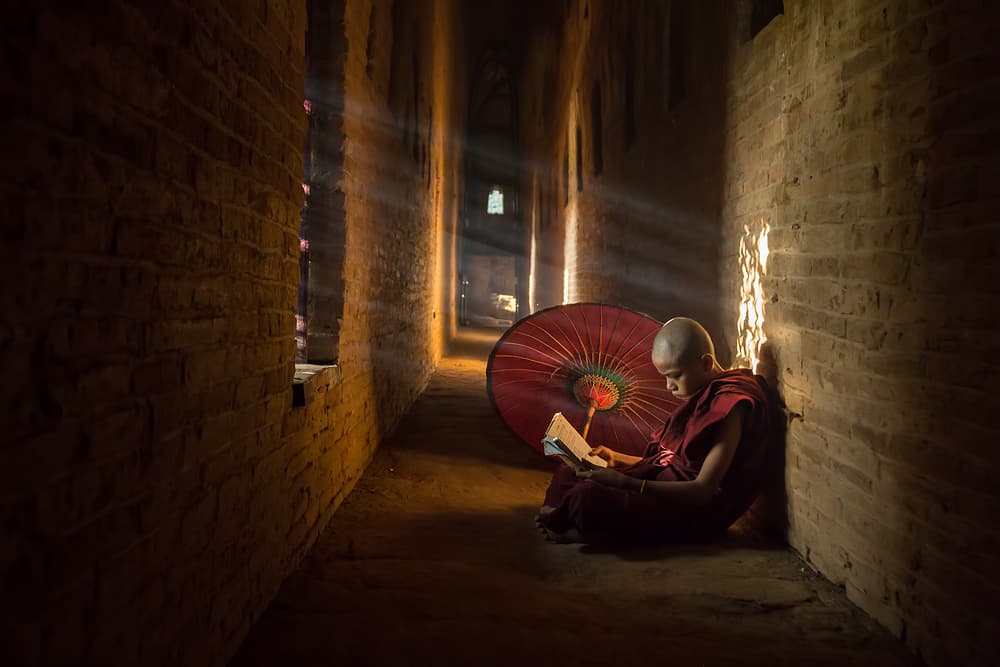 Monk Reading Temple Light by Gunarto Song — canvas wall art