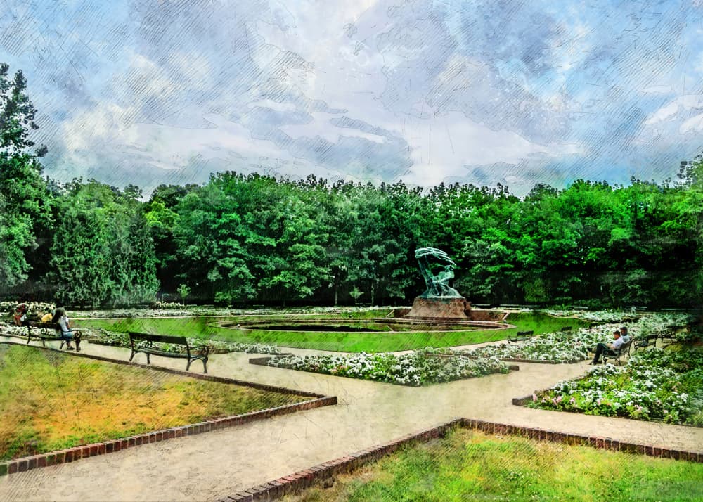 Peaceful Park Statue by Justyna Jaszke — canvas wall art