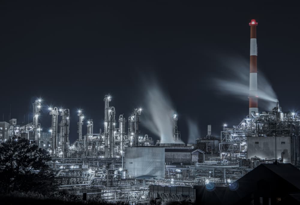 Night Industrial Glow by Tomoshi Hara — canvas wall art