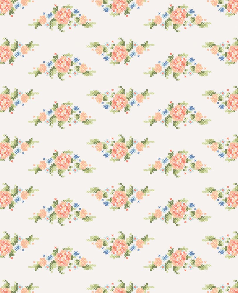 Delicate Floral Cross Stitch by Florent Bodart — canvas wall art