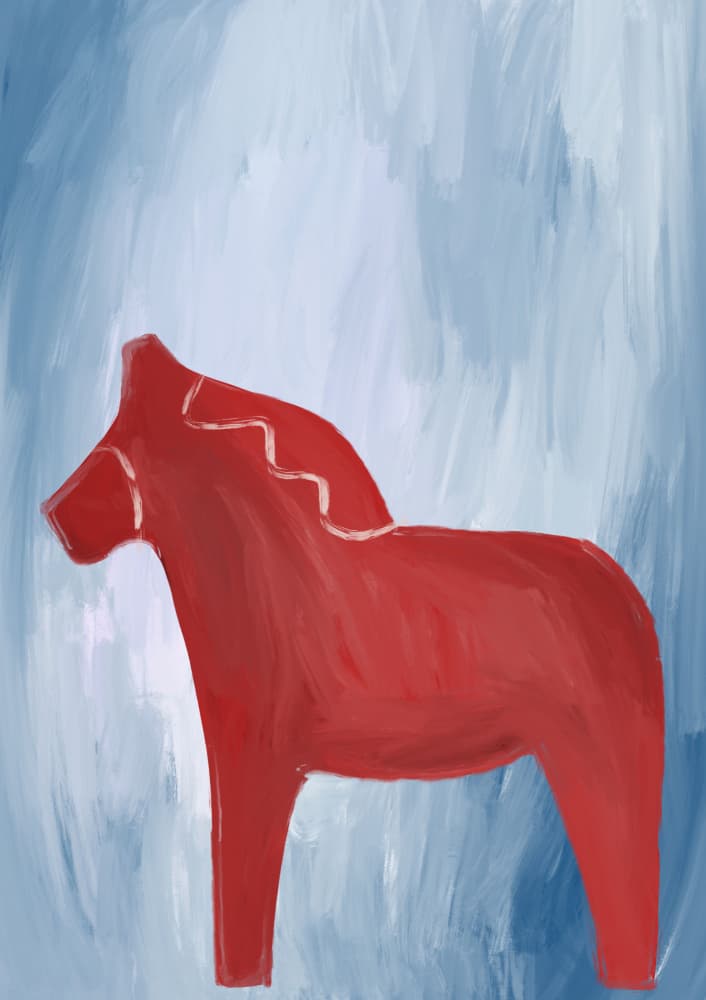 Red Dala Horse by Athene Fritsch — canvas wall art