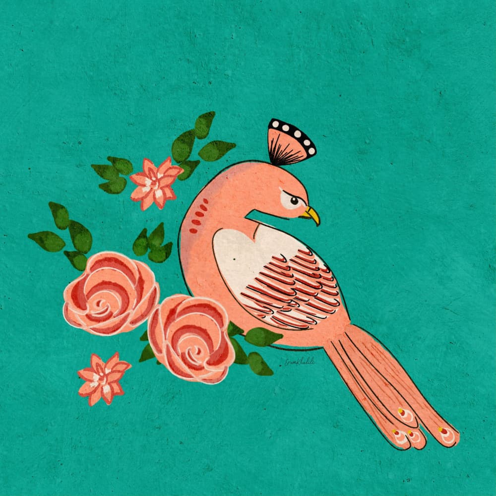 Grumpy Pink Bird by Erum Khalili — canvas wall art
