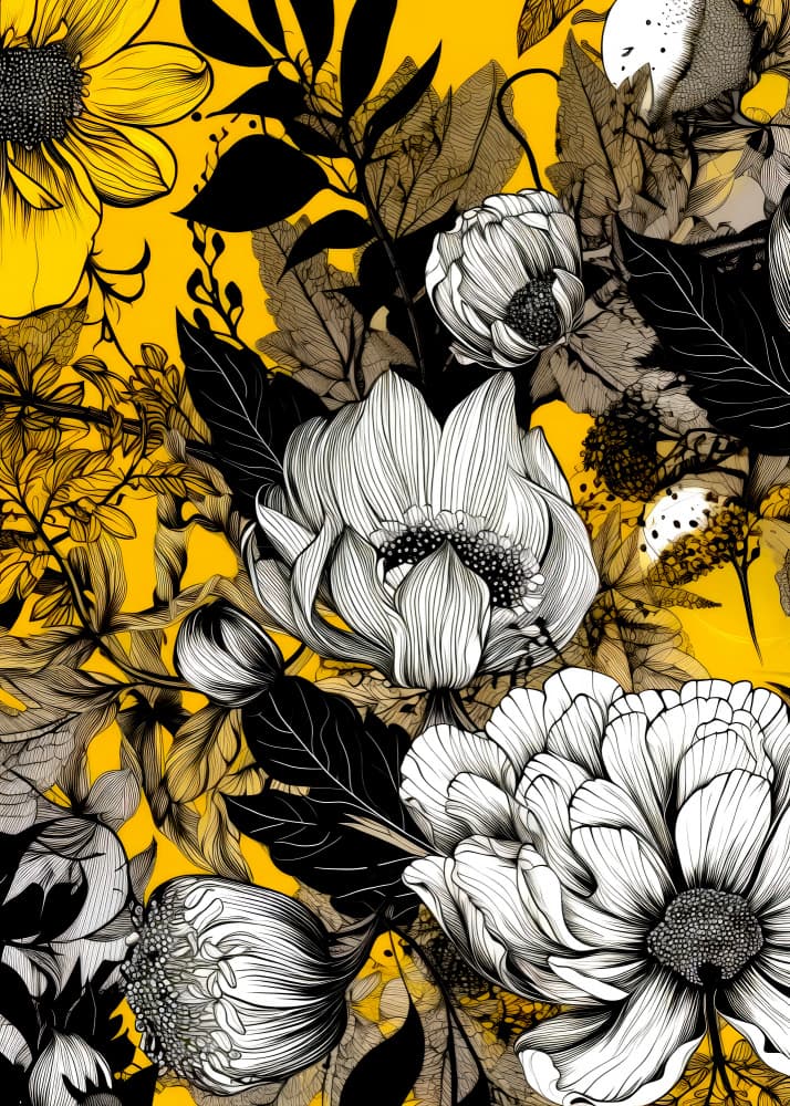 Vibrant Botanical Sketch by Justyna Jaszke — canvas wall art