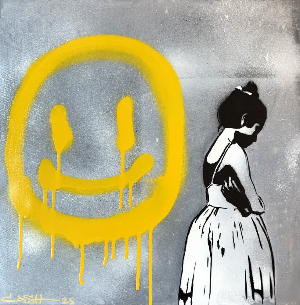 Sad Girl Happy Face by Suzan Habib — canvas wall art