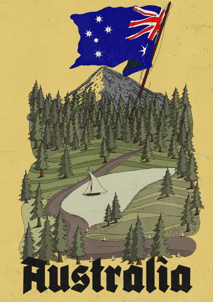 Vintage Australian Landscape by Nicholas — canvas wall art