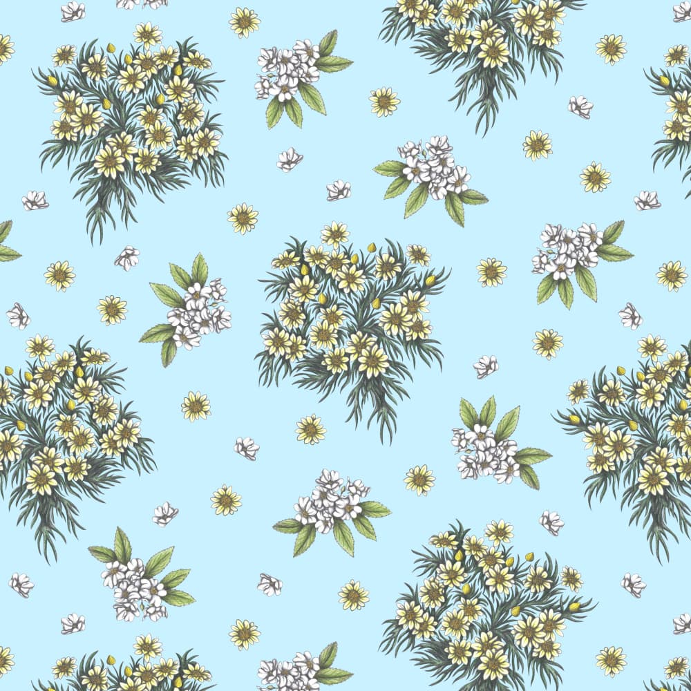 Cheerful Blue Floral Pattern by Cecilia Battaini — canvas wall art