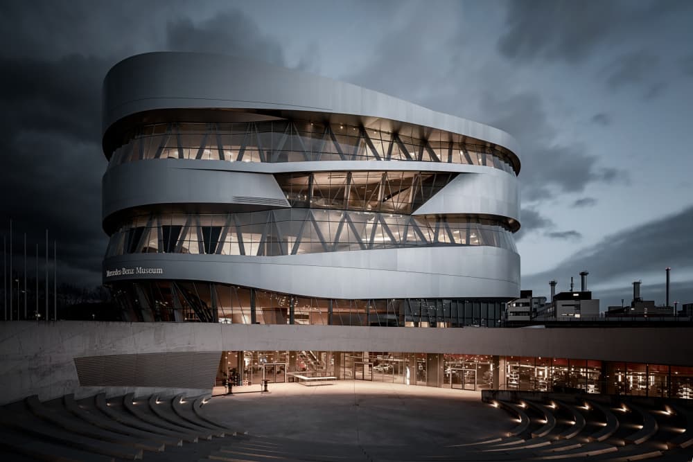Modern Museum at Twilight by Roland Weber — canvas wall art