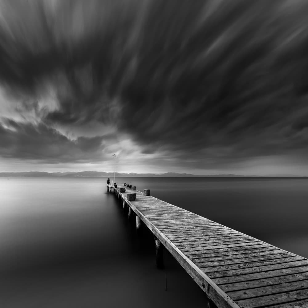 Moody Pier Solitude by George Digalakis — canvas wall art