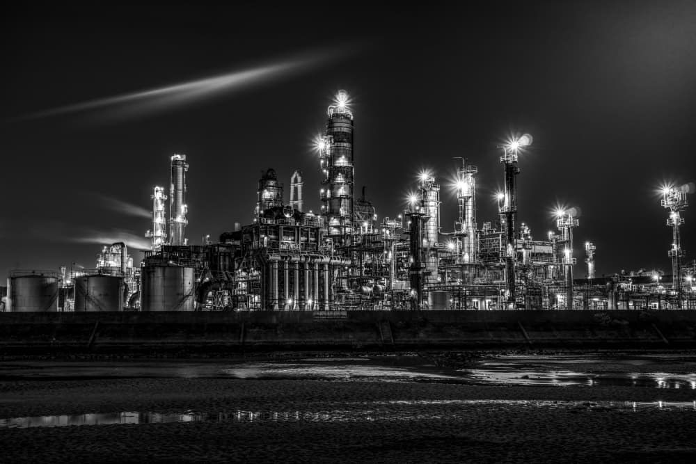 Industrial Night Lights by Tomoshi Hara — canvas wall art