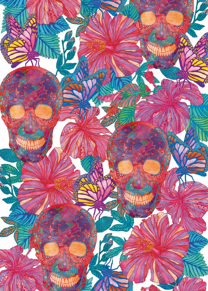 Colorful Sugar Skulls by Nicole Bustamante — canvas wall art