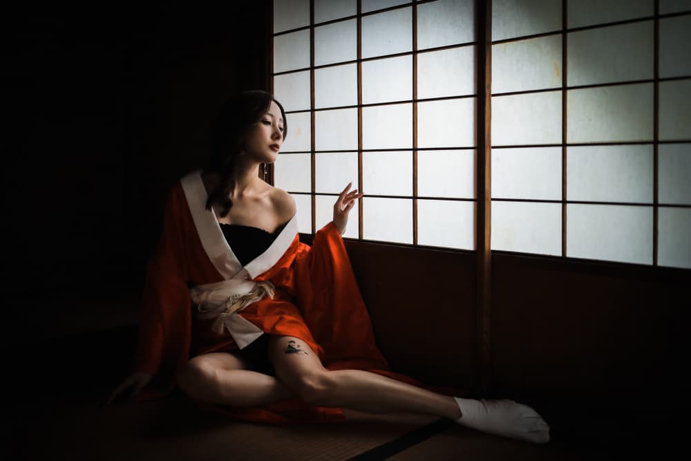 Elegant Kimono Reflection by boss — canvas wall art