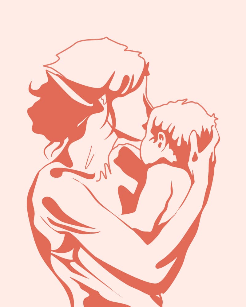 Mother and Child Embrace by Uma Gokhale — canvas wall art