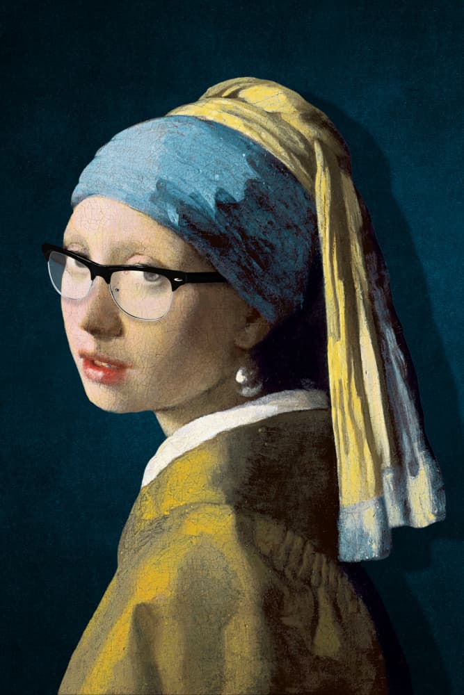 Spectacled Pearl Girl by Marja van den Hurk — canvas wall art
