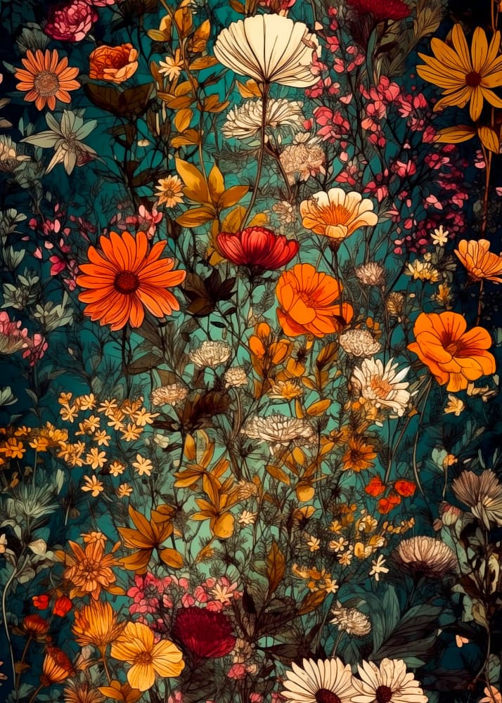 Lush Wildflower Meadow by Justyna Jaszke — canvas wall art