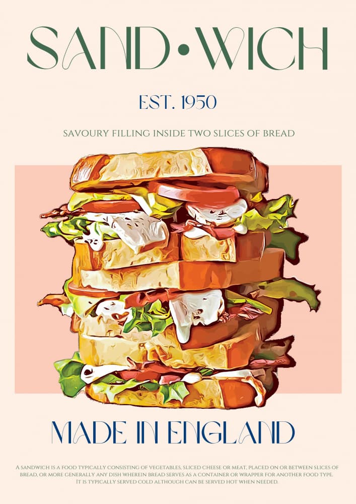Vintage English Sandwich by Nazma Khokhar — canvas wall art