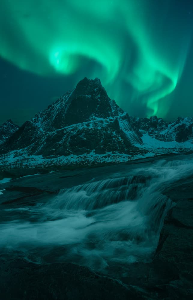Green Aurora Cascade by Javier de la Torre — canvas wall art