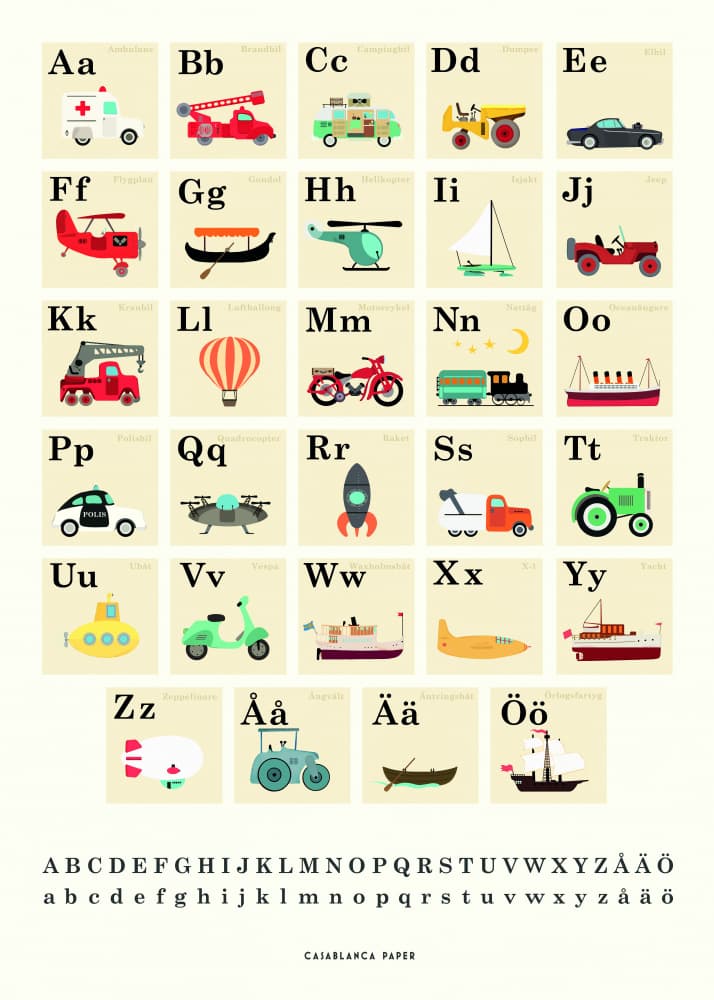 Playful Vehicle Alphabet by Erik Wintzell — canvas wall art