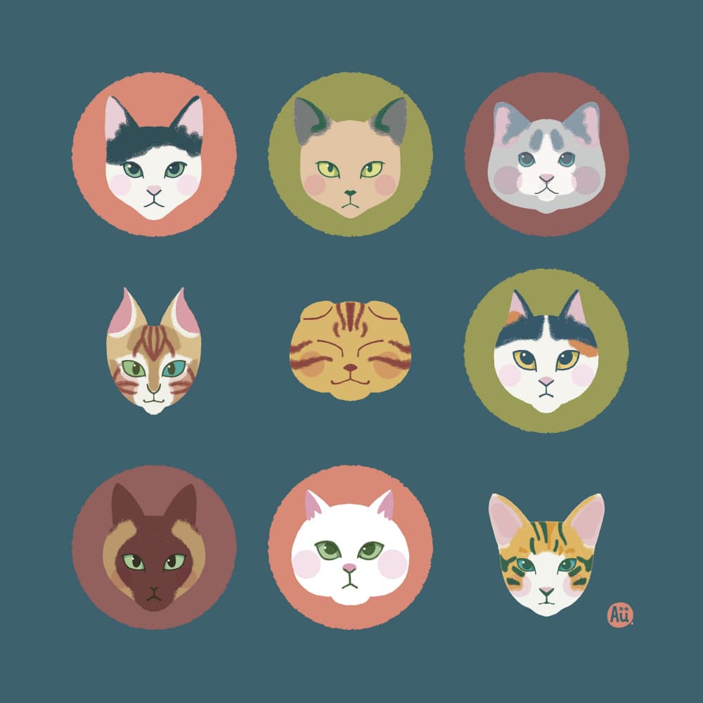 Charming Cat Faces by Aia Ueno — canvas wall art