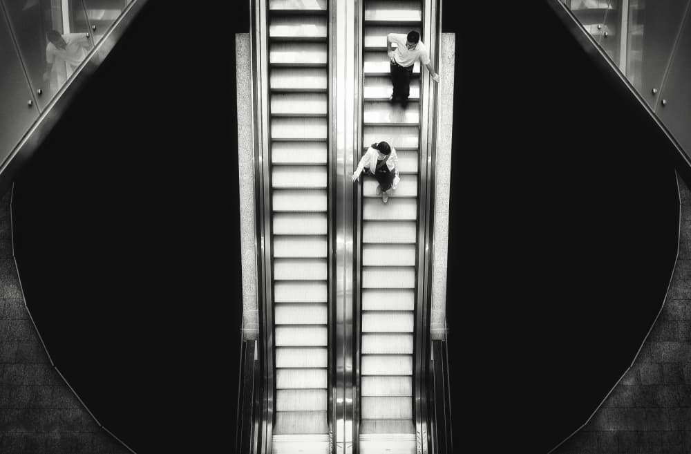 Modern Escalator Commute by Samir Pajic — canvas wall art
