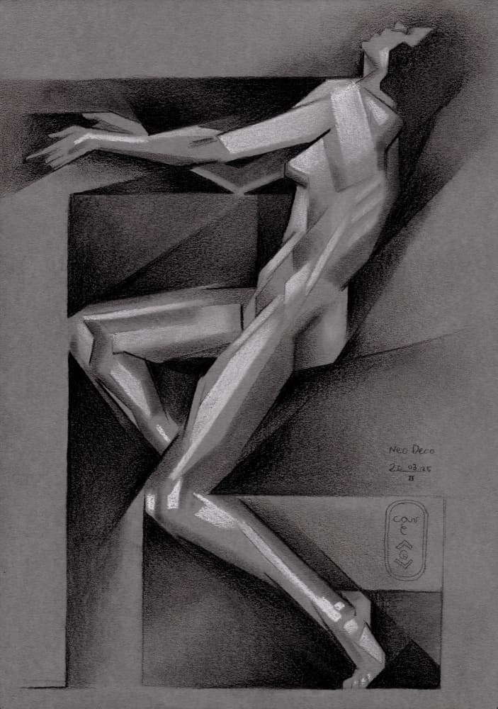 Cubist Reclining Nude by Corné Akkers — canvas wall art