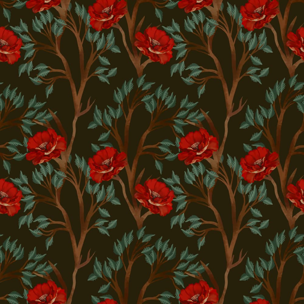 Vintage Red Floral Pattern by Josie George — canvas wall art