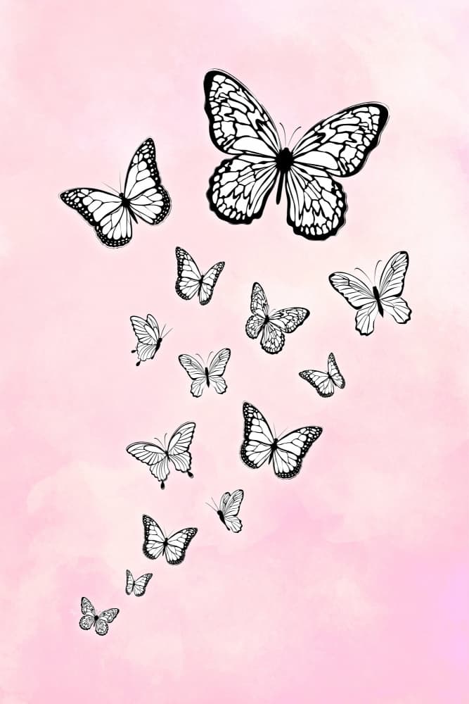 Pink Butterfly Swirl by Martina — canvas wall art