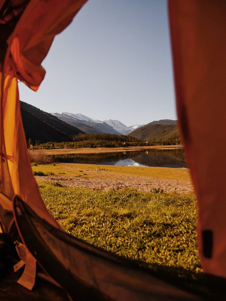 Mountain Lake Tent View by Del Mundo Imagery — canvas wall art