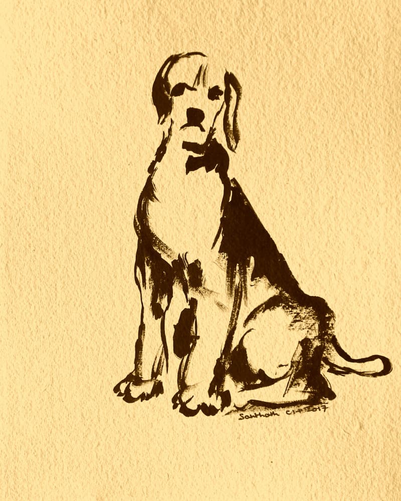Sitting Ink Dog by Santhosh ch — canvas wall art