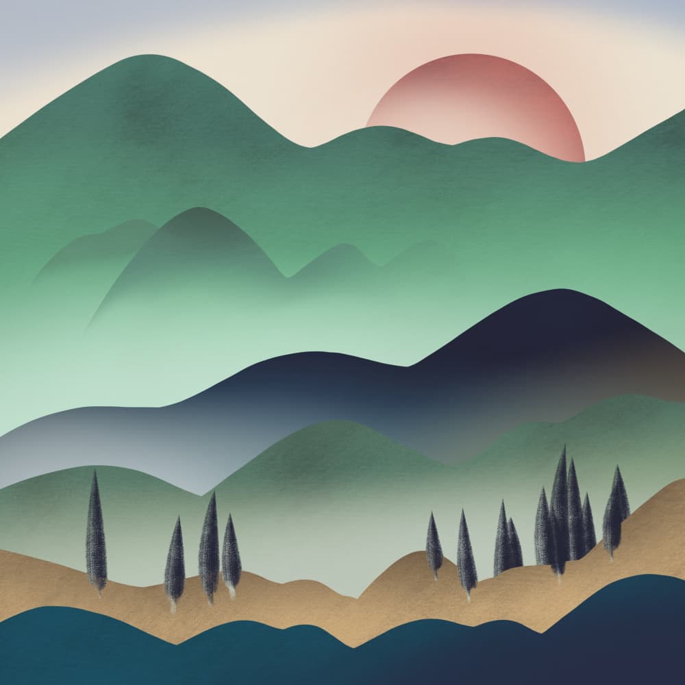 Serene Mountain Sunset by Little Dean — canvas wall art
