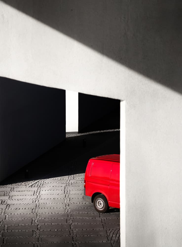 Red Van in Shadows by Anna Niemiec — canvas wall art