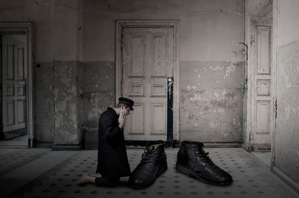Barefoot Man Oversized Boots by Christine von Diepenbroek — canvas wall art
