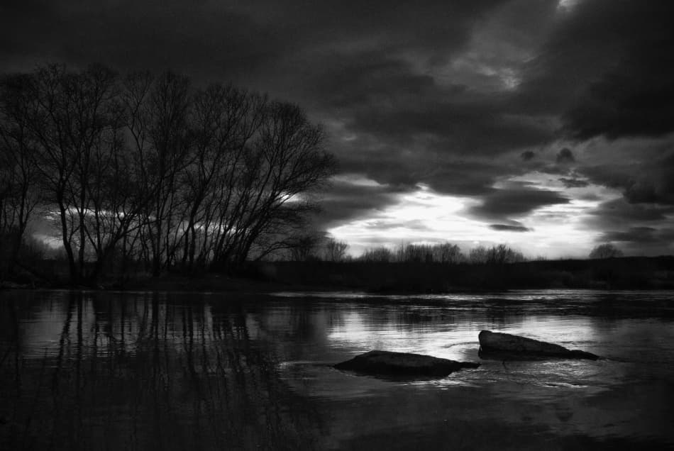 Dark River Reflections by Codrin Lupei — canvas wall art