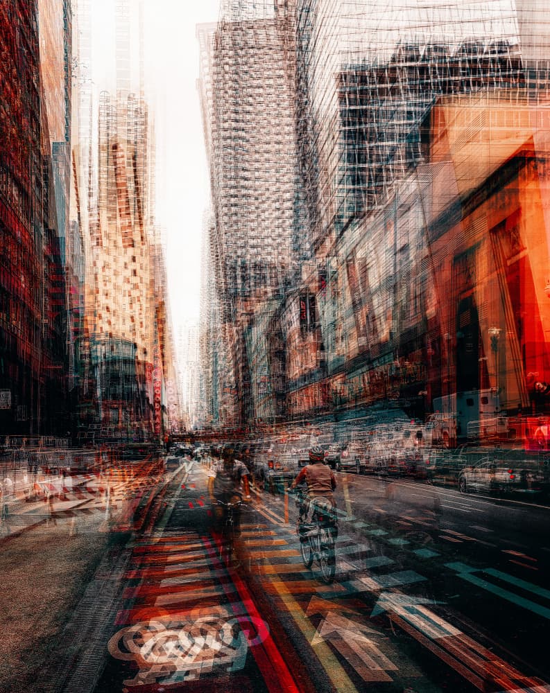 Dynamic City Cycling by Carmine Chiriacò — canvas wall art