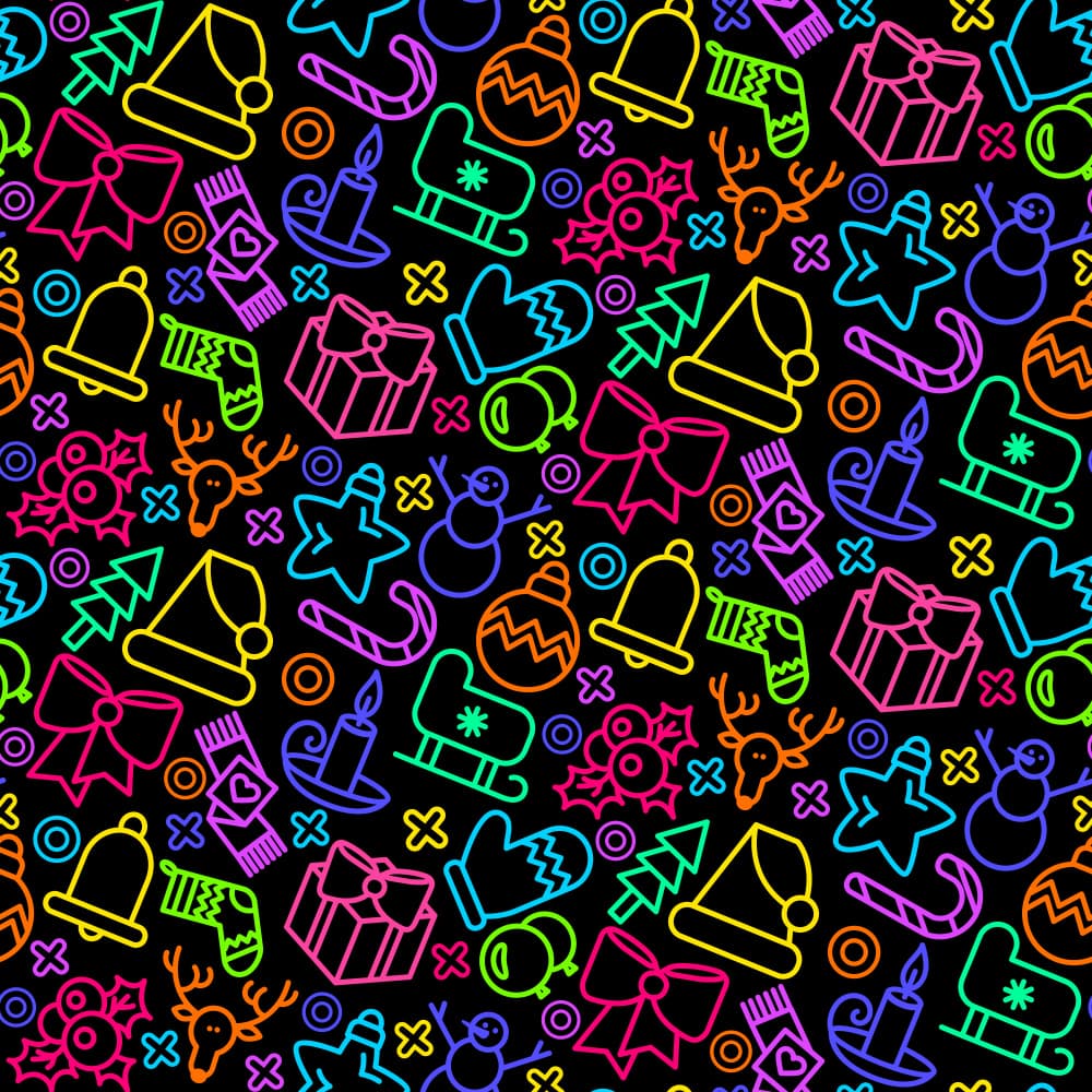 Festive Neon Icons by Marika Barsrsind β canvas wall art