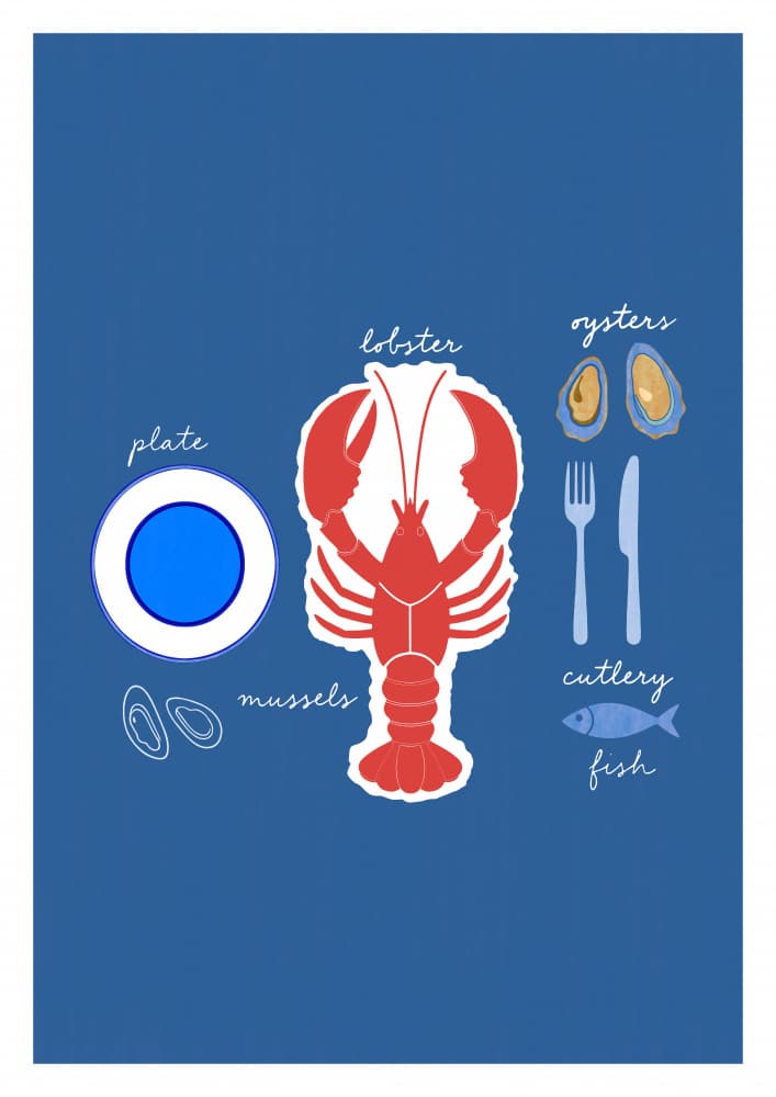Lobster and Seafood Meal by casa cartissi — canvas wall art