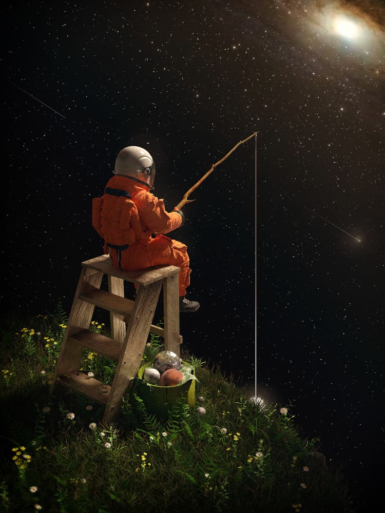 Cosmic Fishing Dream by Nicebleed — canvas wall art