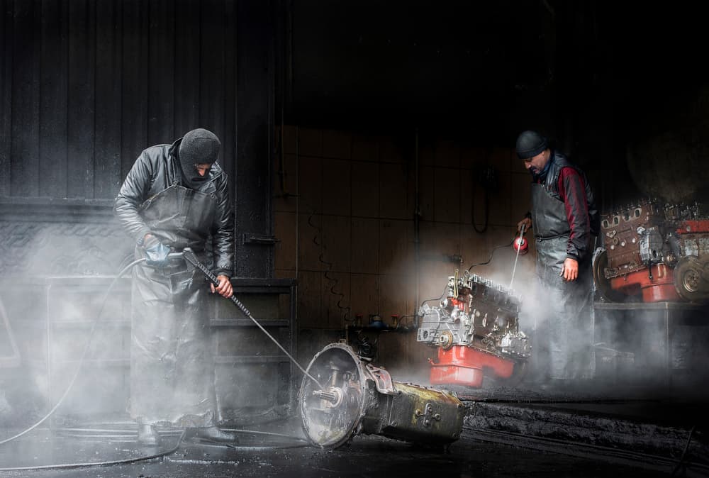Industrial Engine Cleaning by Ali Can — canvas wall art