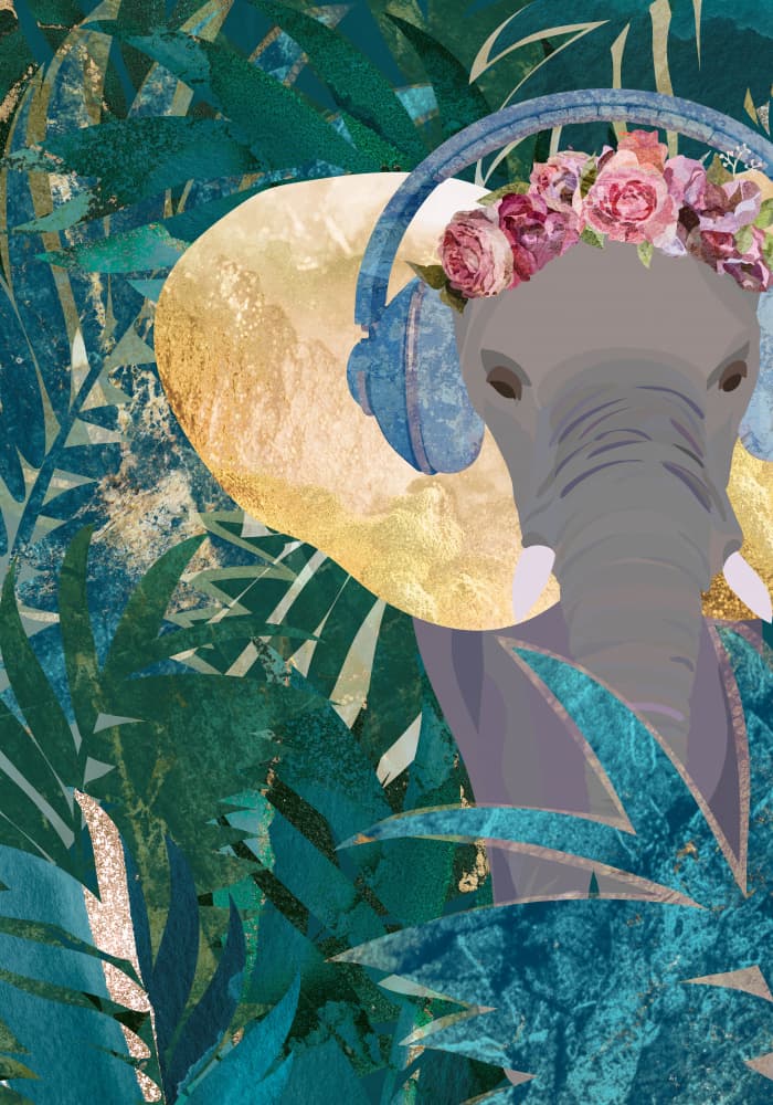Whimsical Jungle Elephant by Sarah Manovski — canvas wall art